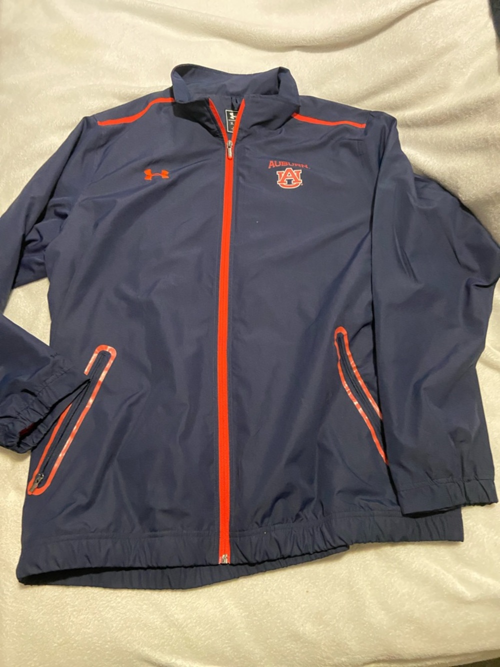 Under Armour Navy and Orange Auburn Full-Zip Lightweight Jacket